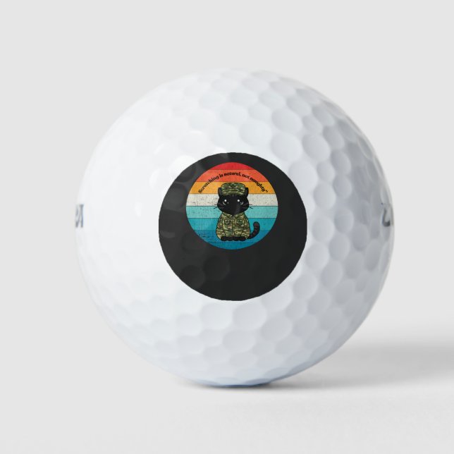 Retro Happy Cat Quote – Routine & Love Golf Balls (Front)