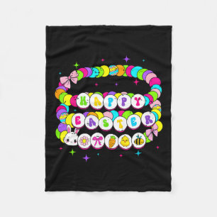 Retro Happy Easter Bracelet Bunny Spring Funny Eas Fleece Blanket