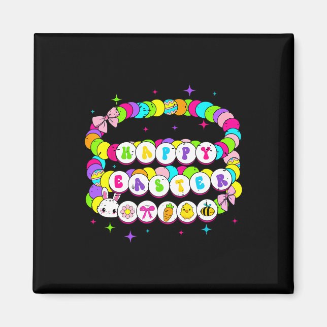 Retro Happy Easter Bracelet Bunny Spring Funny Eas Magnet (Front)