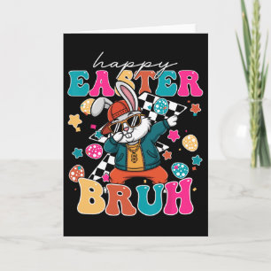 Retro Happy Easter Bruh Cute Bunny Dabbing Toddler Card