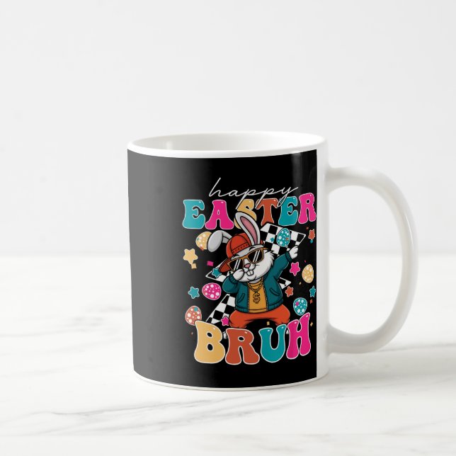 Retro Happy Easter Bruh Cute Bunny Dabbing Toddler Coffee Mug (Right)