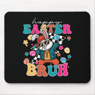 Retro Happy Easter Bruh Cute Bunny Dabbing Toddler Mouse Mat