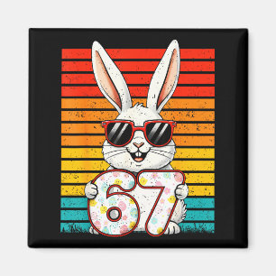 Retro Happy Easter Bunny 67 Six Seven Meme Boy Gir Magnet