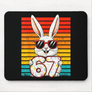 Retro Happy Easter Bunny 67 Six Seven Meme Boy Gir Mouse Mat