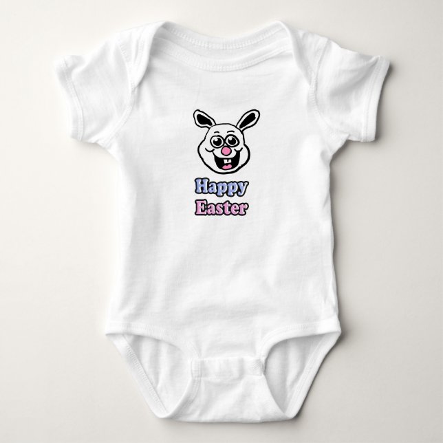 Retro Happy Easter Bunny Baby Bodysuit (Front)