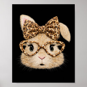 Retro Happy Easter Bunny Coquette Leopard Rabbit Poster