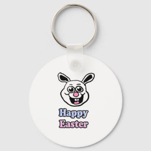 Retro Happy Easter Bunny Key Ring