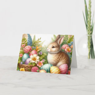 Retro Happy Easter Rabbit / Family  Greeting Card