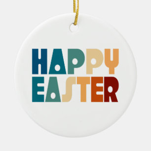 Retro Happy Easter Typography Ornament