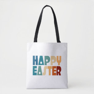 Retro Happy Easter Typography   Tote Bag