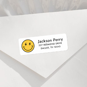 Retro Happy Face Birthday Party Return Address