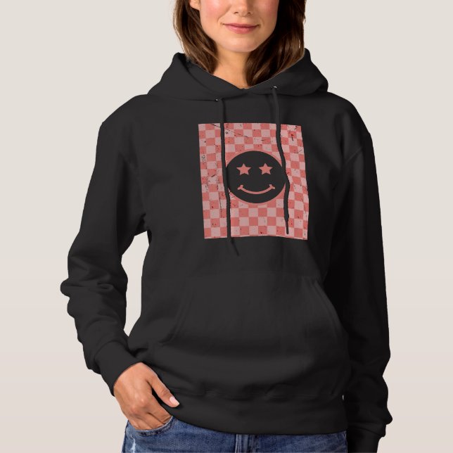 Retro Happy Face Checkered Pattern_2 Hoodie (Front)