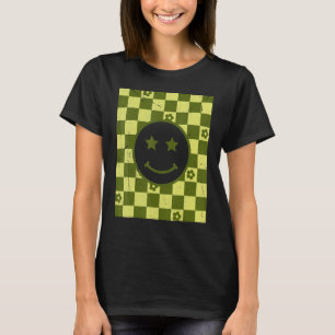 Retro Happy Face Chequered Pattern 1 T-Shirt