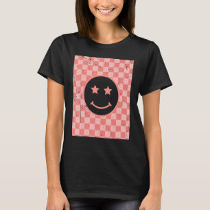 Retro Happy Face Chequered Pattern_2 T-Shirt