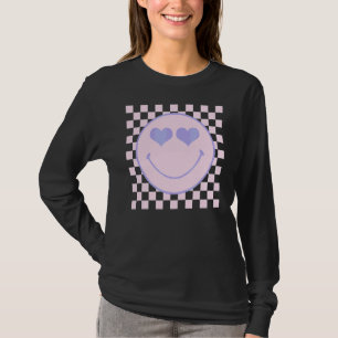 Retro Happy Face Chequered Pattern Happy Face Tre T-Shirt