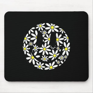 Retro happy face daisy flower preppy aesthetic mouse mat