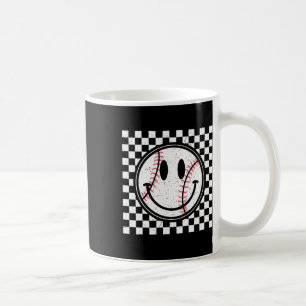 Retro Happy Face Game Day Baseball Pattern Smile F Coffee Mug