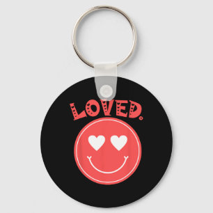 Retro Happy Face Heart Loved Tee Smile Face Uni Key Ring