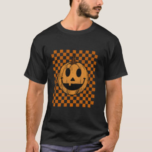 Retro Happy Face Pumpkin Smile Face Halloween Cost T-Shirt