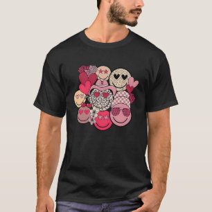 Retro Happy Face Smile Trendy Hippe Heart Valentin T-Shirt