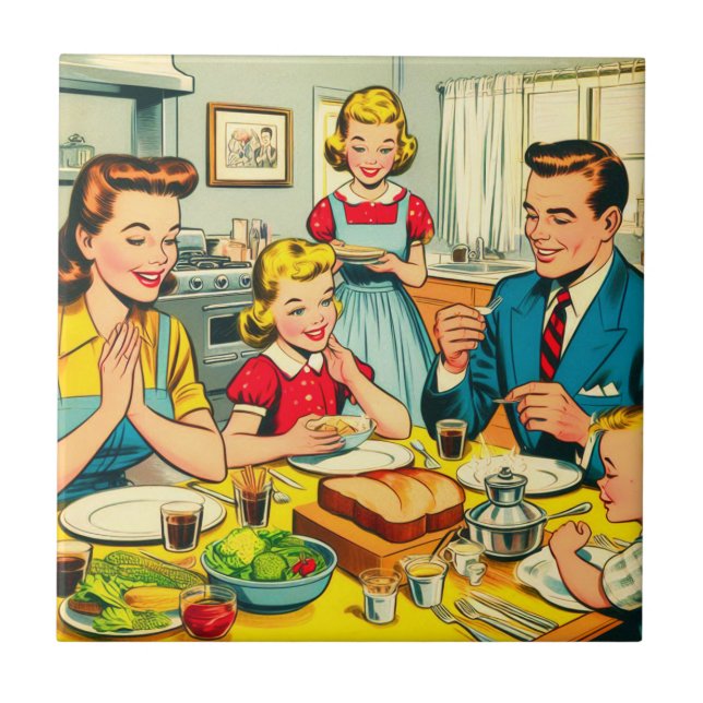Retro Happy Family Comics Tile (Front)