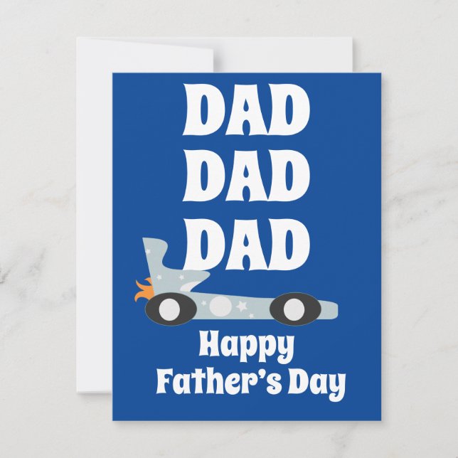 Retro Happy Father’s Day Racing Car Blue  (Front)