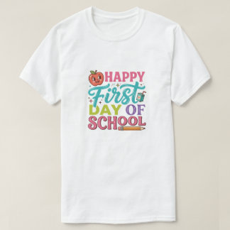 Retro Happy First Day of School Cute Apple T-Shirt