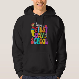 Retro Happy First Day Of School Teacher Back To Sc Hoodie