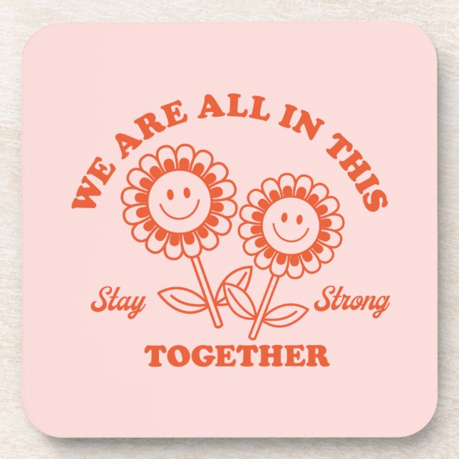 Retro Happy Flower Graphic Coaster (Front)