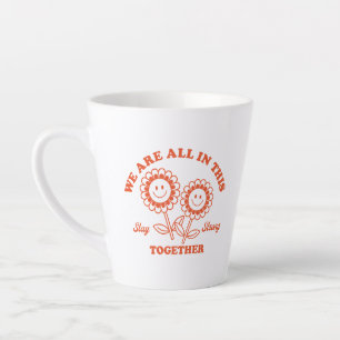 Retro Happy Flower Graphic Latte Mug