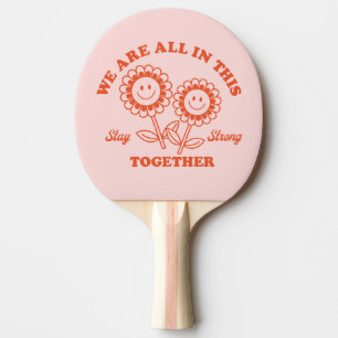 Retro Happy Flower Graphic Ping Pong Paddle