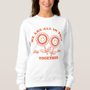 Retro Happy Flower Graphic Sweatshirt