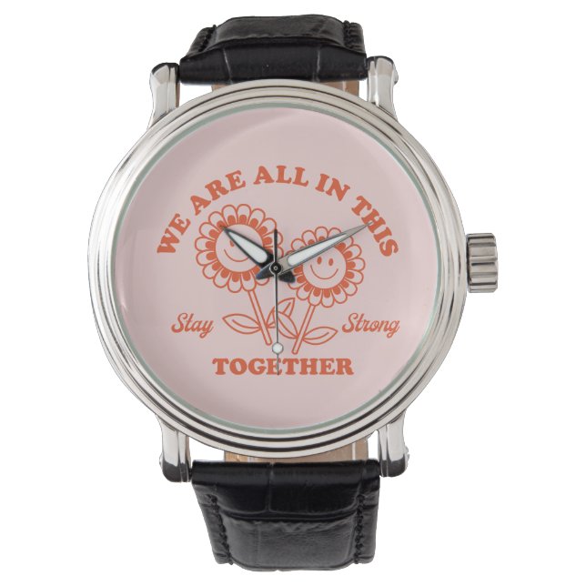 Retro Happy Flower Graphic Watch (Front)