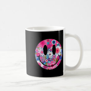 Retro Happy Flowers Smile Face Groovy Boho Design Coffee Mug