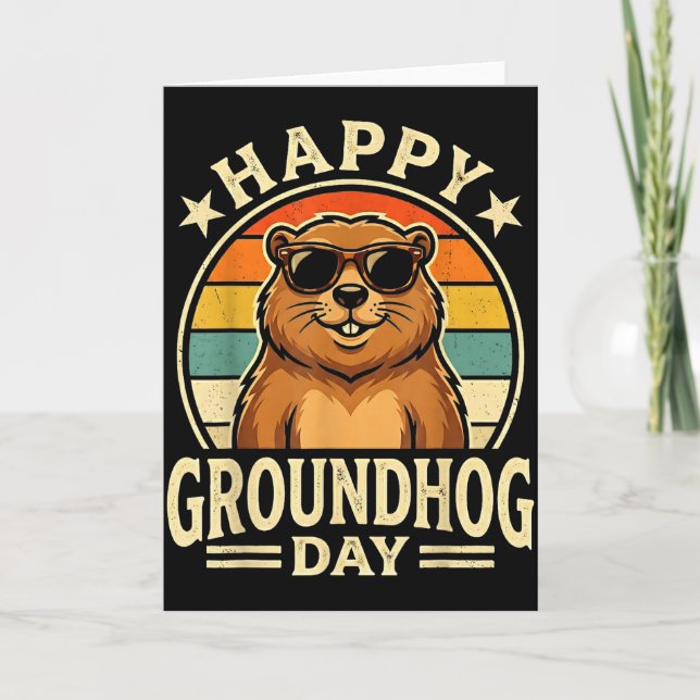 Retro Happy Groundhog Day Cool Ground Hog Day 2026 Card (Front)