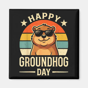 Retro Happy Groundhog Day Cool Ground Hog Day 2026 Magnet