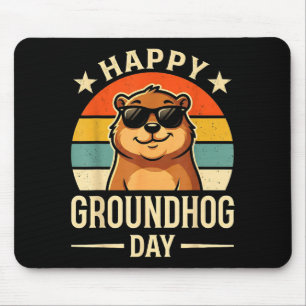 Retro Happy Groundhog Day Cool Ground Hog Day 2026 Mouse Mat