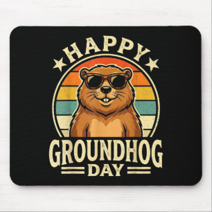 Retro Happy Groundhog Day Cool Ground Hog Day 2026 Mouse Mat