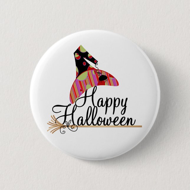 Retro Happy Halloween 6 Cm Round Badge (Front)