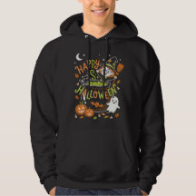 Retro Happy Halloween Cute Witch Cauldron