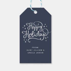 Retro Happy Holiday Script Gift Tag