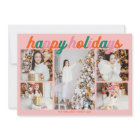 Retro Happy Holidays Pink Photo Collage