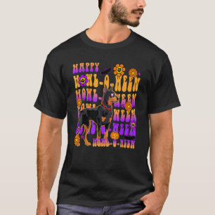 Retro Happy Howl o ween Doberman Dog  Flower Groov T-Shirt