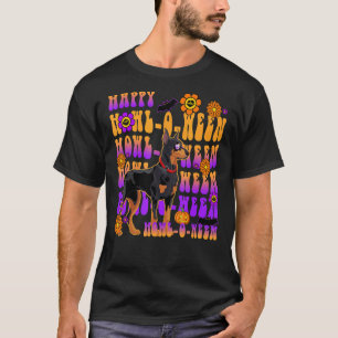 Retro Happy Howl o ween Doberman Dog  Flower Groov T-Shirt