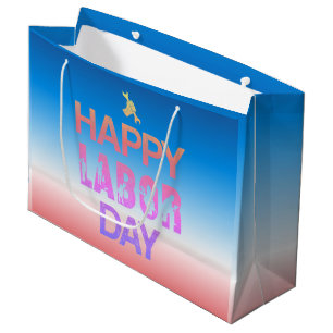 Retro Happy Labour Day In Retro Red Large Gift Bag
