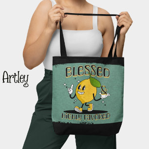 Retro Happy Lemon Blessed and Highly Favored  Tote Bag