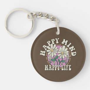 Retro Happy Mind Happy Life Key Ring