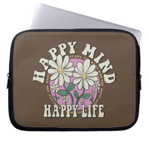 Retro Happy Mind Happy Life Laptop Sleeve