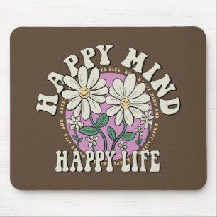 Retro Happy Mind Happy Life Mouse Mat