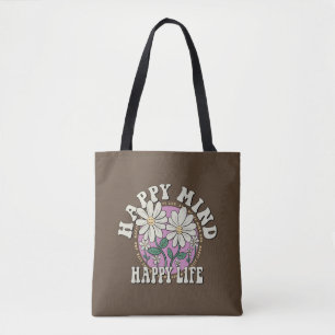 Retro Happy Mind Happy Life Tote Bag